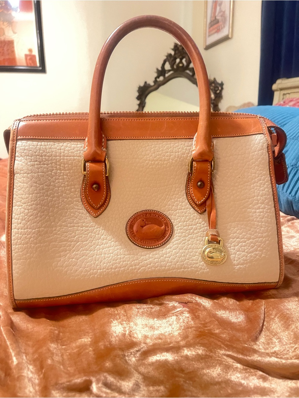 Vintage Dooney & Bourke AWL Satchel Bone White British Tan